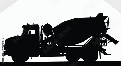 Cement mixer truck silhouette black industrial