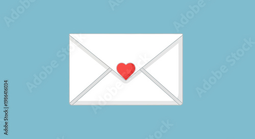 Love letter with red heart symbol.
