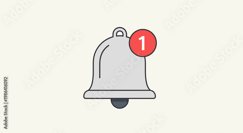 Notification bell with red alert.