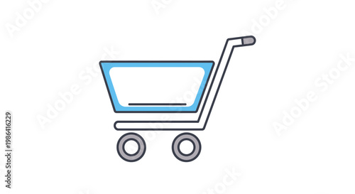 Shopping cart with blue outline.
