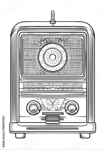 A radio old coloring page.