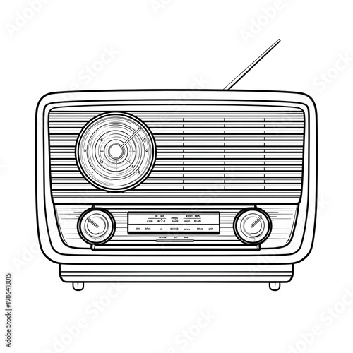 A radio old coloring page.