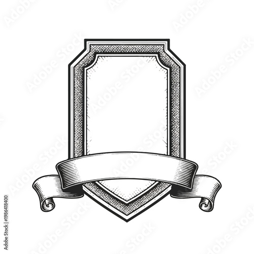 Vintage Crest Emblem with Blank Banner for Text.