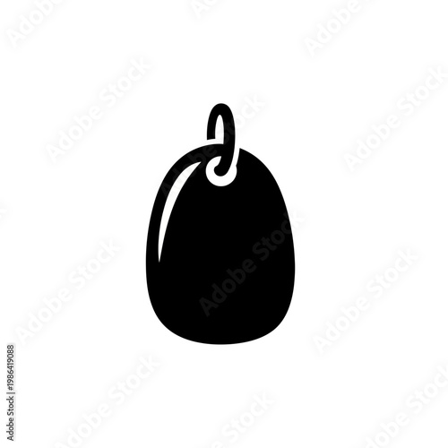 A Clean Oval Talisman Charm Silhouette Icon of a Simple Pendant, Isolated on White
