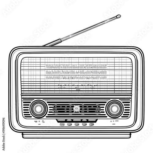 A radio old coloring page.