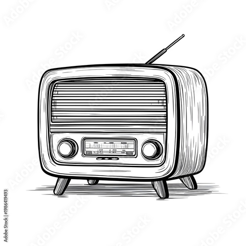 A radio old coloring page.