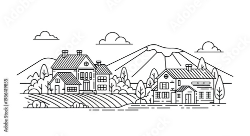 Sketch of suburban residential neighborhood