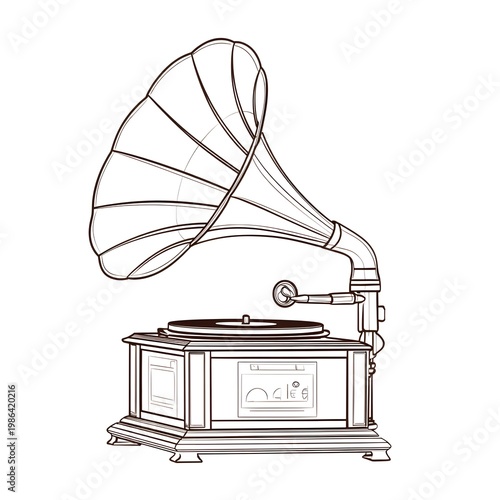 Gramophone record player coloring page.
