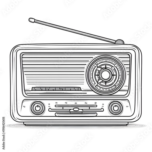 A radio old coloring page.