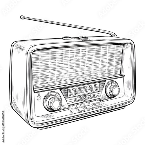 A radio old coloring page.