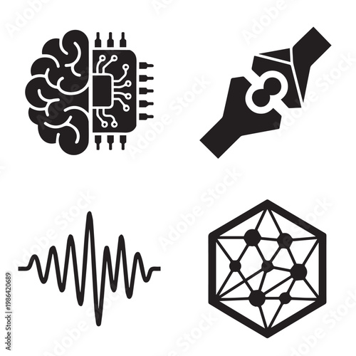 Neurotech and Brain Computer Interface Science Logo Set