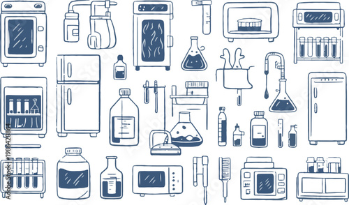 Abstract scientific and technological electronic components doodles.