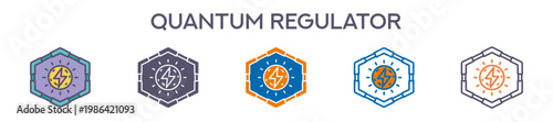 Quantum Regulator Element For Design Graphic - Multi Styles. Vector Illustration Of Two Colored And Black. Multiple Icons Designs Can Be Used For Mobile, Ui, Web 