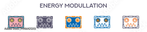 Energy Modulation Element For Design Graphic - Multi Styles. Vector Illustration Of Two Colored And Black. Multiple Icons Designs Can Be Used For Mobile, Ui, Web 