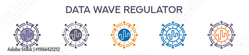 Data Wave Regulator Element For Design Graphic - Multi Styles. Vector Illustration Of Two Colored And Black. Multiple Icons Designs Can Be Used For Mobile, Ui, Web 