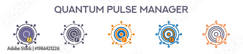 Quantum Pulse Manager Element For Design Graphic - Multi Styles. Vector Illustration Of Two Colored And Black. Multiple Icons Designs Can Be Used For Mobile, Ui, Web 