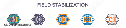 Field Stabilization Element For Design Graphic - Multi Styles. Vector Illustration Of Two Colored And Black. Multiple Icons Designs Can Be Used For Mobile, Ui, Web 