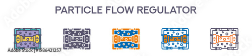 Particle Flow Regulator Element For Design Graphic - Multi Styles. Vector Illustration Of Two Colored And Black. Multiple Icons Designs Can Be Used For Mobile, Ui, Web 