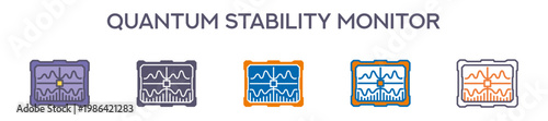 Quantum Stability Monitor Element For Design Graphic - Multi Styles. Vector Illustration Of Two Colored And Black. Multiple Icons Designs Can Be Used For Mobile, Ui, Web 