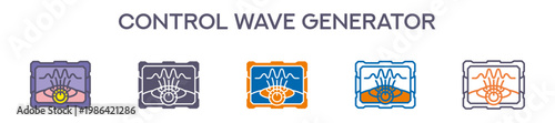 Control Wave Generator Element For Design Graphic - Multi Styles. Vector Illustration Of Two Colored And Black. Multiple Icons Designs Can Be Used For Mobile, Ui, Web 