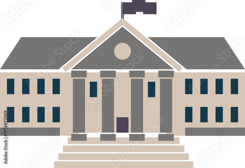 College university building vector illustration isolated.