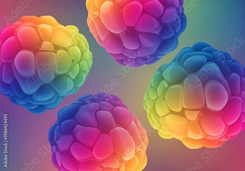 Colorful Abstract Spherical Clusters Floating in Gradient Space