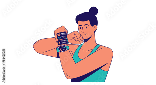 Woman wearing fitness smart watch device.