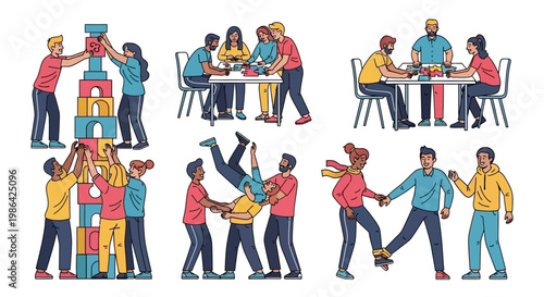 People working together in teams.