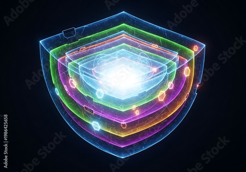 Colorful Layered Shield Neon Light