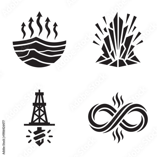Renewable Geothermal Energy and Science Logo Set