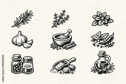 Hand-Drawn Herb and Spice Illustration Set