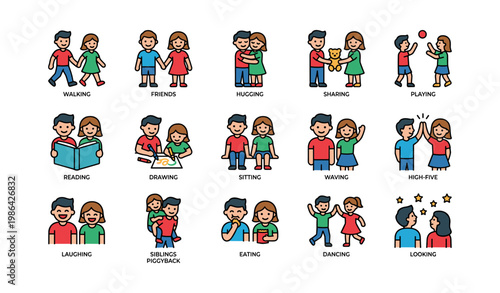 Kids engaged in various activities as pairs and groups