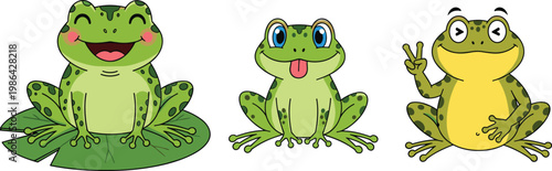 Cartoon Frog Vector Collection Featuring Cute Amphibian Characters with Playful Expressions for Children’s Creative Designs