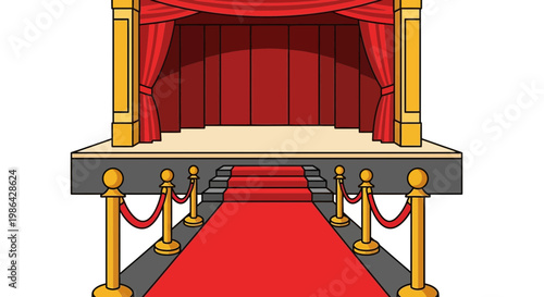Grand Stage with Red Carpet and Curtains - VIP Entrance