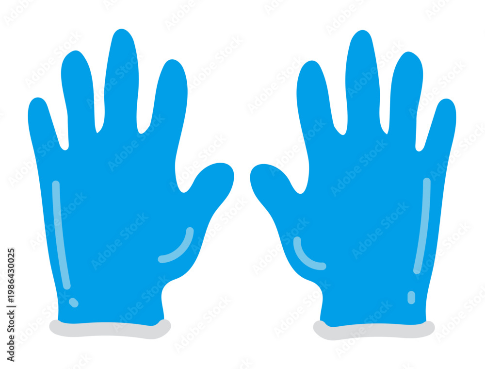 Fototapeta premium 作業用ゴム手袋のイラスト：掃除・ガーデニング・潮干狩りのアイコン / Blue Rubber Gloves Illustration