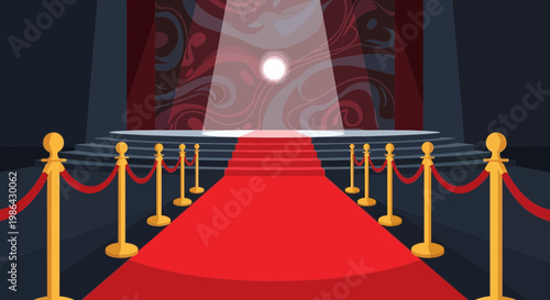 Red Carpet Event Entrance with Spotlight and Velvet Ropes