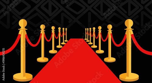 Red Carpet Event Entrance with Stanchions and Velvet Ropes, VIP Access