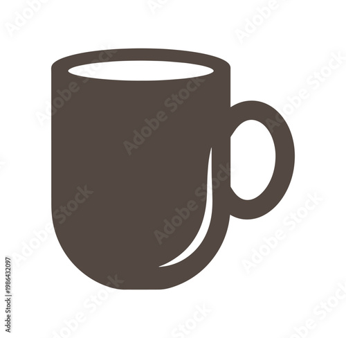 Brown coffee mug icon with handle on right side