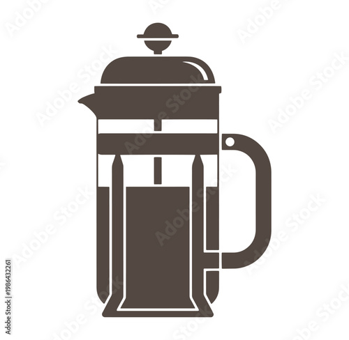 Brown French coffee press isolated on white background