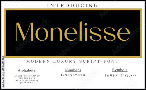 Monelisse features delicate handwritten curves with elegant script styling, perfect for feminine branding, wedding designs and modern typography projects needing a soft refined appearance.