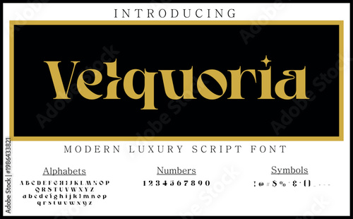 Velquoria blends modern script elegance with handwritten flow, making it ideal for branding, packaging and creative typography that requires a refined and stylish look.