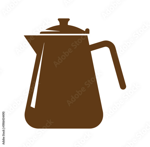 Brown coffee percolator pot with handle and lid  kitchen brewing equipment