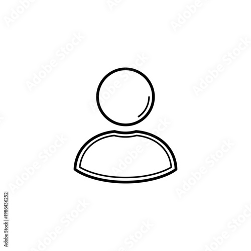 A simple line drawing of a person's head and shoulders on a white background