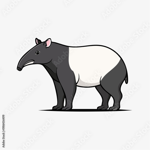 Minimalist Tapir Side Profile with Bold Outline and Clean Two Tone Style for Modern Wildlife Icon
