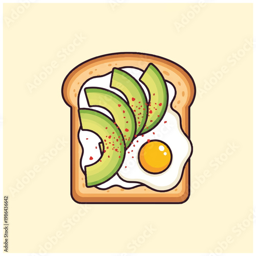 Delicious avocado toast with fried egg and red pepper flakes, a healthy breakfast option.