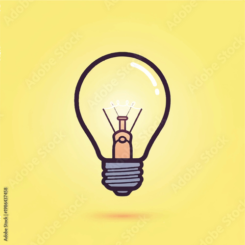 A bright idea symbolized by a glowing light bulb against a vibrant yellow background.