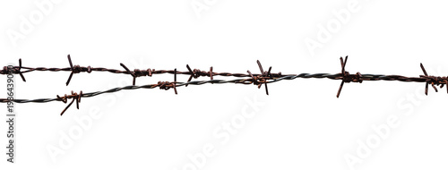 Tableau sur toile rusty barbed wire on transparent background