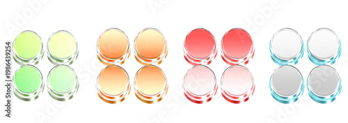 3D Glass Circles Symbol Set Isolated on Transparent Background – Concept of Data Exchange and Connectivity – Transparent Liquid Glass Icon – 3D Rendering