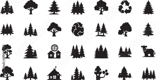 Eco Friendly Forest Icons and Symbols Set