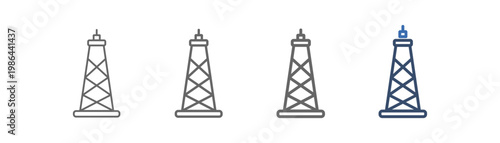 
outline icon set rigging with oil tower design